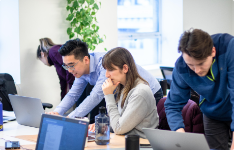 Coding bootcamps Vancouver students collaborating at BrainStation's campus.
