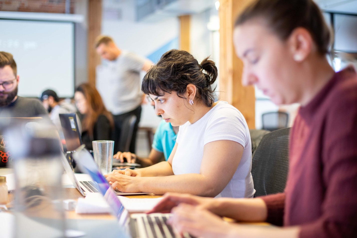 woman looking at her laptop